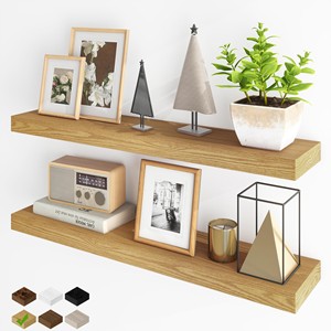 Pine Wood Double Tier Minimalist <b>Wall</b> <b>Shelves</b> & <b>Floating</b> <b>Shelves</b> for Living Room-OEM Custom Wholesale | Aqudus Saleem India - Product Image 3