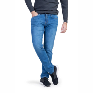 Jeans de Mezclilla Elásticos Smart Fit, Color Azul Primavera, Corte Slim Fit, Pierna Ajustada, Cómodos, Mezcla de Algodón, Estilo Casual y Urbano para Hombre - Product Image 1