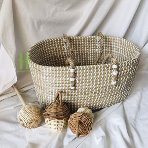 Handmade Seagrass <b>Baby</b> Diaper <b>Caddy</b> Nursery Storage Basket with Handles Woven Diaper Organizer <b>Changing</b> <b>Baby</b> Shower Gift - Product Image 2