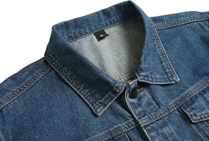 <b>Custom</b> Men's Plain <b>Denim</b> <b>Jacket</b> with Coating Process High Quality Outerwear - Product Image 6