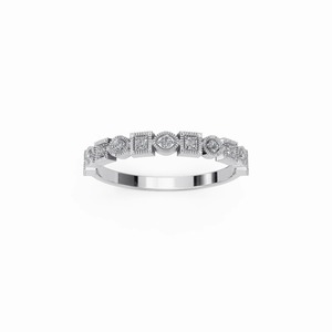 18K White Gold Lab Grown Diamond Mixed Shape <b>Open</b> Cuff <b>Ring</b> IGI Certified Adjustable - Product Image 3
