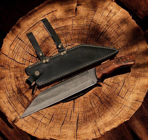 Couteau Viking Seax artisanal OEM en acier à haute teneur en carbone, lame fixe, couteau de survie pour le camping et le bushcraft avec étui en cuir, vente en gros - Product Image 1