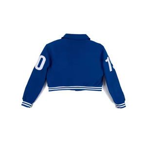 Veste universitaire Zeta Phi Beta bleue brodée, veste de style preppy pour femmes, manches courtes, veste courte pour femmes - Product Image 2