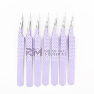 แหนบติดขนตา RMI ป้องกันแม่เหล็ก ทำจากสแตนเลส ปลายเรียบ จับถนัดมือเคลือบสีม่วง ความยาว 10 มม. ปลายสีเงิน - Product Image 1