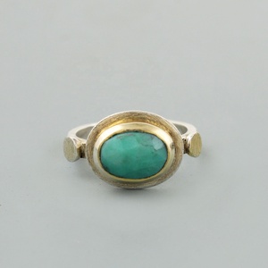 Natural Chrysoprase Oval Cabochon 925 Sterling <b>Silver</b> Gold Plated Statement <b>Ring</b> Wholesale Jewellery Distributor - Product Image 3