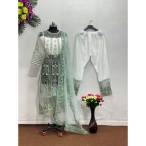 Conjunto elegante de 4 piezas para mujer para fiestas Trabajo de secuencia de bordado con detalles intrincados - Product Image 5
