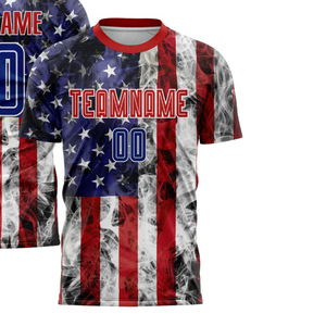 Maillot de football à manches courtes avec drapeau américain, respirant, séchage rapide, uniforme de sport léger pour l'entraînement des équipes - Product Image 3