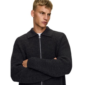 2025 Custom 100% Cotton <b>Slim</b>-<b>Fit</b> Fleece-Lined Zipper Cardigan <b>Men's</b> Jacket Christmas Sweater Casual Outdoor Sweater - Product Image 3
