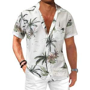 2025 hommes hawaïen Floral 100% coton chemises décontractées à manches courtes bouton Tropical été plage hauts taille 6XL ODM approvisionnement - Product Image 6