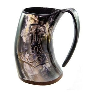 Chope à bière artisanale en corne de buffle, finition naturelle, vente en gros pour commandes en gros, style corne à boire viking - Product Image 4