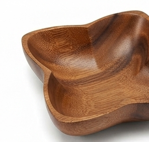 Service de table en bois de qualité supérieure avec bols et plateau de forme irrégulière, design minimaliste, durable, compatible lave-vaisselle, pour usage quotidien - Product Image 2