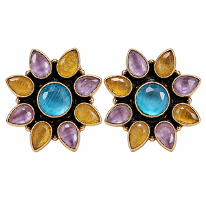 Wholesale Supplier Antique <b>Silver</b> Finish Gold Plated Bohemian Shell <b>Stud</b> Earrings Bezel Setting Jewelry for Women Direct Supply - Product Image 1