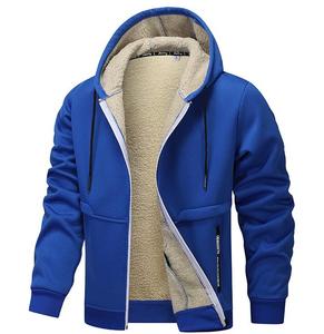 Sweat-shirt à capuche en fourrure sherpa épaisse pour homme, fermeture éclair, doux, chaud, hiver, uni, décontracté - Product Image 2