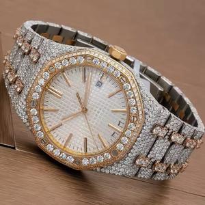 Premium Moissanite Diamond <b>Watch</b> <b>for</b> <b>Men</b> with Two Tone Gold Detailing Pave and Classic Luxury Dial <b>Mens</b> Premium Diamond <b>Watch</b> - Product Image 4