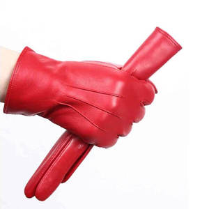 Brown Leather <b>Touchscreen</b> <b>Gloves</b> Wrist Length Winter Driving Cycling <b>Gloves</b> Windproof Warm Full Finger <b>Gloves</b> - Product Image 4