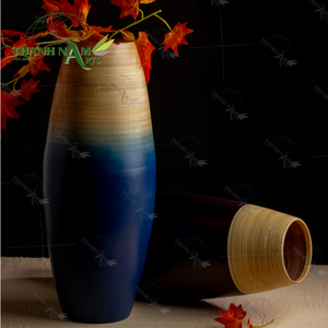 Jarrón de madera de bambú hecho a mano ecológico con brillo de otoño, exhibición de mesa minimalista para decoración del hogar, arreglos florales de otoño - Product Image 5