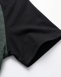 Men's Short Sleeve O Neck Solid Black Knitted T-Shirt Regular Fit Breathable Casual Style Polyester/Cotton Quick Dry 180g - Product Image 4