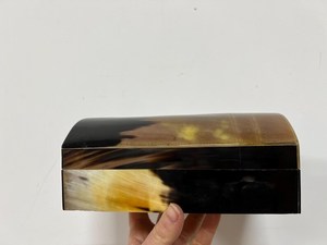 Vintage Hand-Made Natural Water Buffalo Horn Jewellery <b>Box</b>, Horn and Wooden <b>Trinket</b> Jewelry <b>Box</b> - Product Image 2