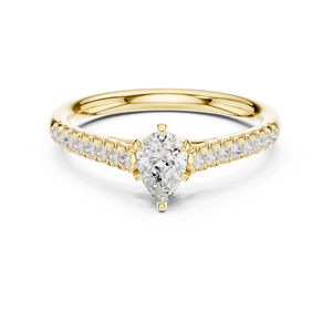 Anillo de Compromiso Personalizado con Diamante Cultivado en Laboratorio de Corte Pera de 0.50CT, Grado E VS, Banda de Boda de Oro Sólido de 14K, Joyería Fina para Regalo - Product Image 1
