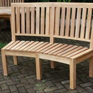 Banc de patio incurvé en teck massif à dossier haut, 2 places, pour extérieur - Product Image 1