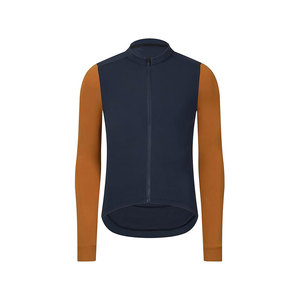 Maillot de cyclisme bleu marine et rouille à manches longues pour hommes et femmes, vêtements de performance - Product Image 1