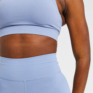 Conjunto de yoga para mujer con logo personalizado, ropa deportiva de yoga de 2 piezas, conjunto transpirable para fitness, ropa deportiva de secado rápido para mujer. - Product Image 3