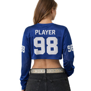 Maillot de football américain court pour femme en maille polyester à manches longues, style streetwear, respirant, personnalisable, OEM, marque privée - Product Image 5