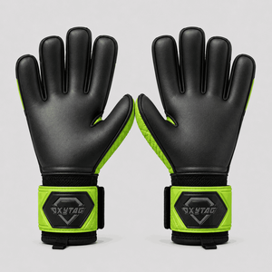 Gants de gardien de but professionnels personnalisés, vert néon noir, protection des doigts, fabricant direct de gants de gardien de but de football - Product Image 3