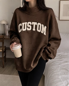 Sudadera Oversize de Algodón Rojo para Mujer con Cuello Redondo y Estampado Frontal Personalizado, Estilo Urbano, Tejido de Punto, Manga Larga, Otoño-Invierno - Product Image 1