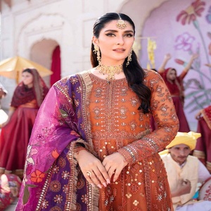 Riaz ชุดแต่งงาน3ชิ้นผ้าชีฟองปักลายศิลปะชุดปาร์ตี้ jhoomro ชุดอินเดียสำหรับผู้ใหญ่ - Product Image 2