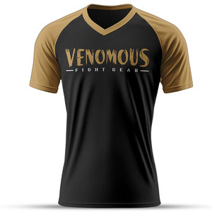 T-shirt en toile à col en V et manches raglan Venomous, 100% coton 220g, imprimé logo serpent noir, séchage rapide, coupe sportive, homme femme, taille standard - Product Image 5
