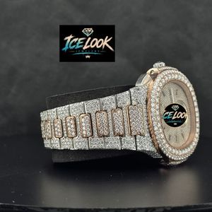 นาฬิกาข้อมือหรูหราดีไซน์ Ice Look หน้าปัดประดับเพชรคิวบิกเซอร์โคเนีย ควอตซ์ คริสตัลแซฟไฟร์ สายสแตนเลสสตีล ขนาด 20 มม. 10 มม. โครโนกราฟ สำหรับทั้งชายและหญิง - Product Image 3