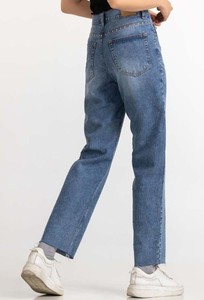 Jeans en denim décontractés de style japonais vintage pour femmes, taille mi-haute, coupe régulière, écologiques, séchage rapide, pour la gym, usage urbain, au quotidien - Product Image 5