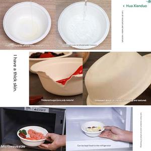 Custom Disposable Compostable Biodegradable Eco Friendly Customizable Sugarcane Bagasse Pulp <b>Microwave</b> Safe Round Bowl with <b>Lid</b> - Product Image 4