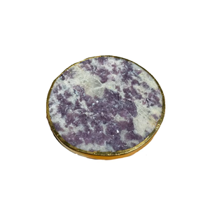 Posavasos de Lepidolita de Alta Calidad en Oferta, Posavasos Redondos de Piedra de Cristal para Bebidas, con Soporte para Café, para el Hogar - Product Image 3