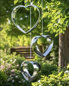 Silver Heart Hanging <b>Wind</b> <b>Chime</b> Outdoor Garden Decor Romantic Metal Heart Ornament for Patio Balcony Yard Home Decoration - Product Image 5