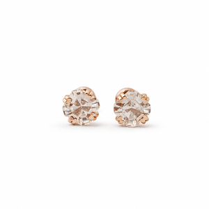 Boucles d'oreilles clous solitaires en or rose 18 carats avec diamant taille cœur pour femme, finition polie, pour usage quotidien, soirée, mariage, cadeau - Product Image 2