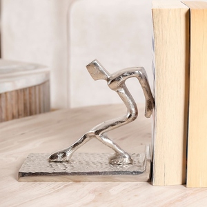 Modern design cast aluminum shiny nickel plated Human Figurine Bookends Decorative <b>Book</b> Holder Home Shelf <b>Decor</b> customization - Product Image 4