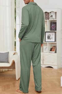 <b>Mens</b> Winter <b>Pajama</b> <b>Set</b> Warm Soft Fleece Feel Sleepwear Long Sleeve Night Suit Comfortable Home Lounge Clothing <b>For</b> Cold - Product Image 5