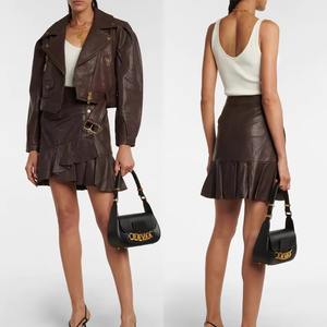 Jupe en cuir véritable 100% originale pour femmes, tendance, disponible en différentes couleurs, nouveau style brillant - Product Image 3