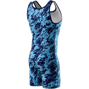 Singlet de Lucha Libre Unisex Azul, Sin Mangas, Ajustado, Transpirable, 100% Poliéster, Tallas Grandes, Cintura Elástica, Primavera/Verano - Product Image 3