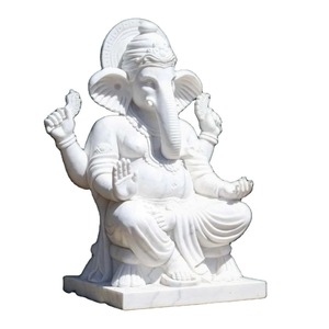 Sculpture artisanale en marbre du Dieu Ganesha, objet décoratif écologique pour la maison, le temple et le bureau. - Product Image 1