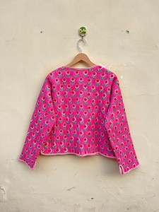 Rajasthan Handmade 100% Cotton Eco-Friendly Quilted Anti-Wrinkle Breathable Quick Dry Front Pocket <b>Covered</b> <b>Button</b> Autumn Winter - Product Image 2