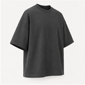 เสื้อยืดโอเวอร์ไซส์ผู้ชายสไตล์วินเทจ สีเทาเข้ม ทรงหลวม ไหล่ตก ผ้าคอตตอนหนา คอกลม สตรีทแวร์ ขายส่ง - Product Image 3