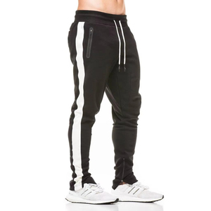 Men Black Sweatpants With <b>White</b> Side Stripe Elastic Waist Drawstring Casual <b>Joggers</b> Breathable Knitted Pants Autumn Wear - Product Image 3