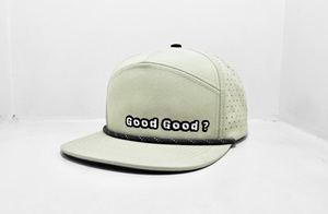 Custom Embroidered 7 Panel Laser Cut Perforate <b>Snapback</b> <b>Cap</b> with Rope for Adults Casual Street Style Produced in Vietnam Factory - Product Image 3
