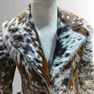 Chaqueta de Moto con Estampado Animal de Piel Sintética, Cuello Vuelto, Manga Larga, Cierre de Cremallera, Corta, para Invierno, Ropa Exterior para Mujer - Product Image 3