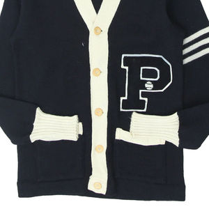 Cardigan en tricot bleu marine pour homme avec logo lettre P, manches longues, fermeture boutonnée, pull d'automne, cardigan en tricot à manches longues - Product Image 5