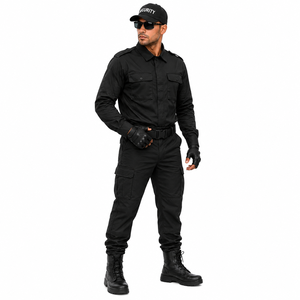 Ensemble uniforme de sécurité en gros : chemise à manches longues boutonnée et pantalon cargo, couleur unie, uniforme de travail personnalisé pour agents de sécurité - Product Image 5