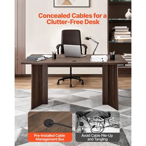 Scrivania Direzionale Moderna Rettangolare Grande 63 Pollici, Tavolo da Ufficio in Legno Resistente con Foro per Cavi, Capacità 250 LB - Product Image 6